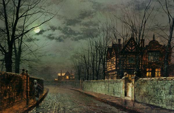 Old English House, Moonlight After Rain from John Atkinson Grimshaw