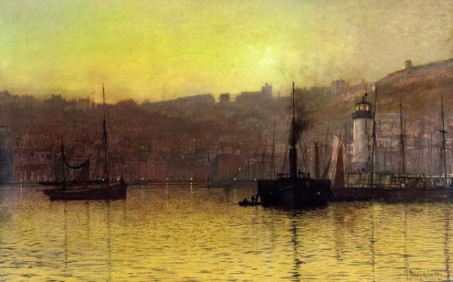 Nightfall in Scarborough Harbour, 1884 (oil on canvas) from John Atkinson Grimshaw