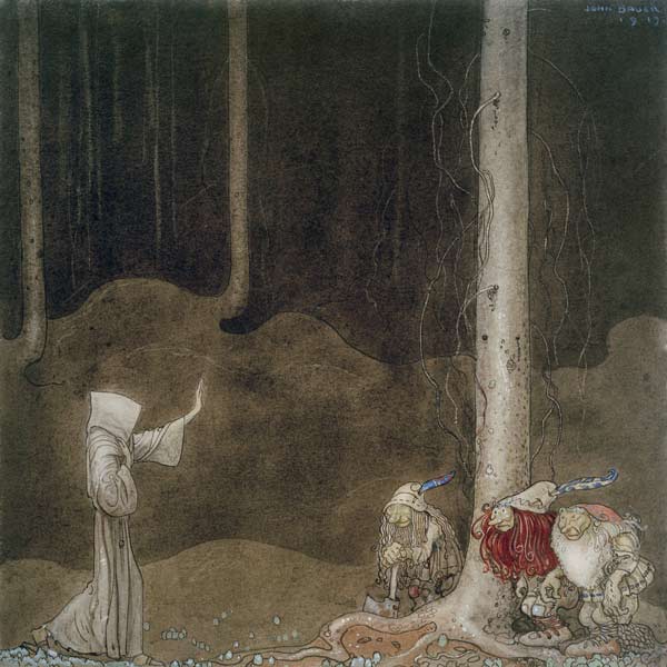 Brother St. Martin and the Three Trolls, 1913 (w/c on paper) from John Bauer