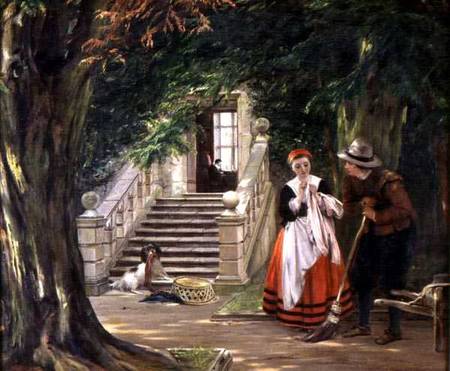 The Flirtation Outside the Master's House from John Calcott Horsley