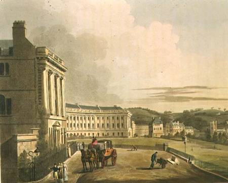 The Crescent, detail of the street, from 'Bath Illustrated by a Series of Views', engraved by John H from John Claude Nattes