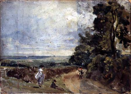 A Country road with trees and figures from John Constable