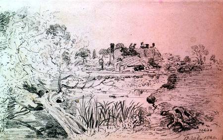 Farm Buildings and Bridge near Salisbury (pencil) from John Constable