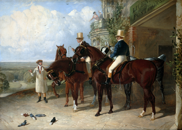 Postillons auf ihren Pferden in Erwartung einer Postkutsche from John Frederick Herring d.Ä.