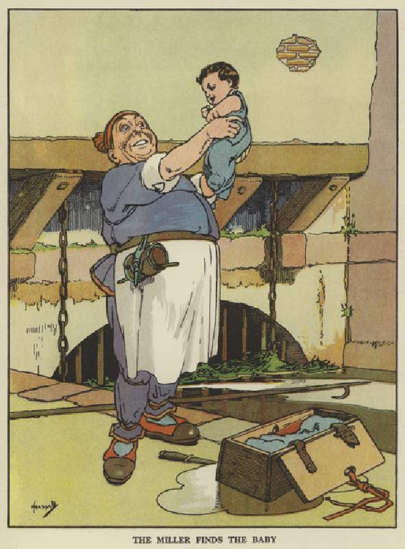 The miller finds the baby (colour litho) from John Hassall