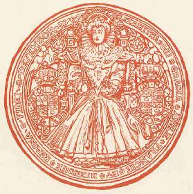 Seal of Queen Elizabeth I (colour litho)