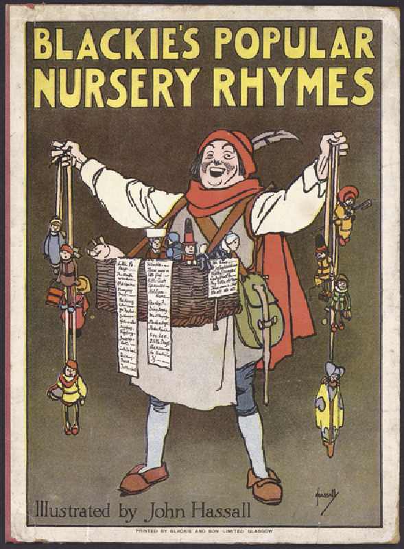 Cover illustration for Blackies Popular Nursery Rhymes (colour litho) from John Hassall