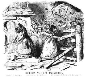 Rebecca and her Daughters (engraving) (b&w photo)