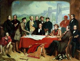 Conference of Engineers at Britannia Bridge, c.1850