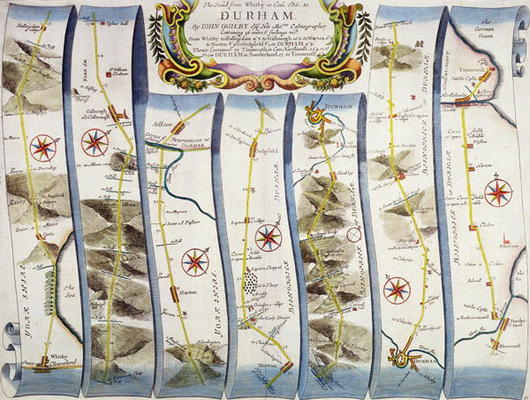 Road from Whitby to Durham, from John Ogilby's 'Britannia', published London, 1675 from John Ogilby