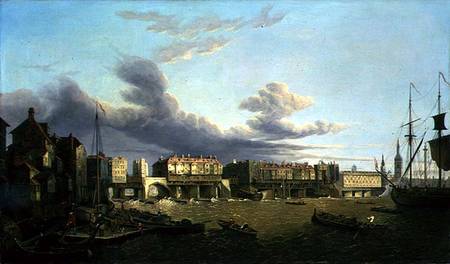 View of Old London Bridge as it was in 1747 from John Paul