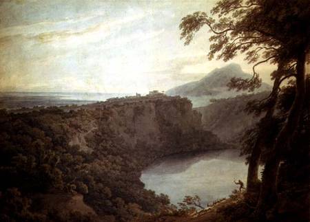 The Lake of Nemi and the town of Genzano from John Robert Cozens