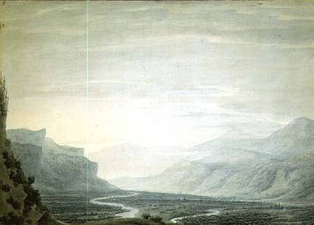 Valley with winding streams, lower part of Oberhasli from the South East from John Robert Cozens