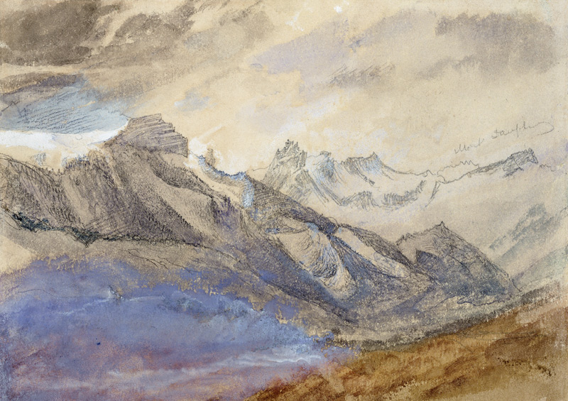 Mont Dauphiny, near Chartreuse  & pencil on from John Ruskin