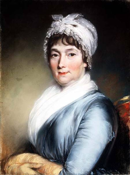 Portrait of a lady wearing a lace bonnet (pastel) from John Russell