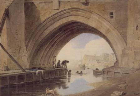 Children swimming under Ouse Bridge in York from John Varley