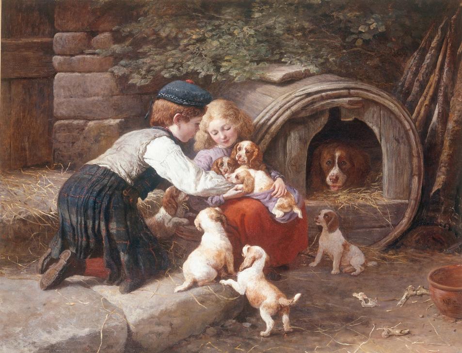 Playing with the Puppies from John William Bottomley