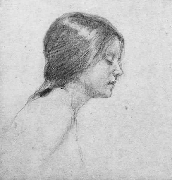 A Study for 'Echo and Narcissus' (pencil on paper) from John William Waterhouse