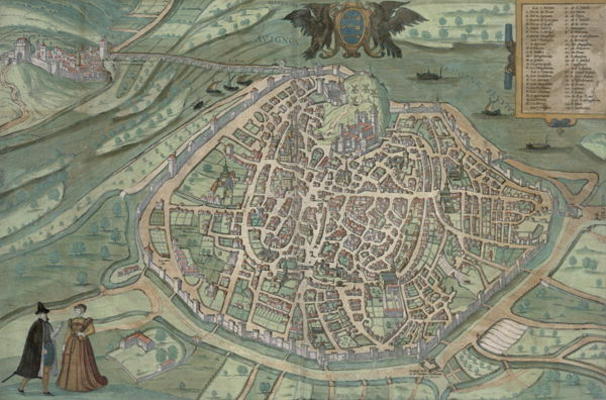 Map of Avignon, from 'Civitates Orbis Terrarum' by Georg Braun (1541-1622) and Frans Hogenberg, c.15 from Joris Hoefnagel