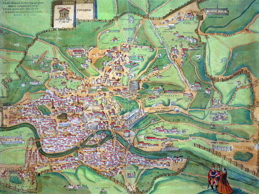 Map of Rome, from 'Civitates Orbis Terrarum' by Georg Braun (1541-1622) and Frans Hogenberg (1535-90 from Joris Hoefnagel