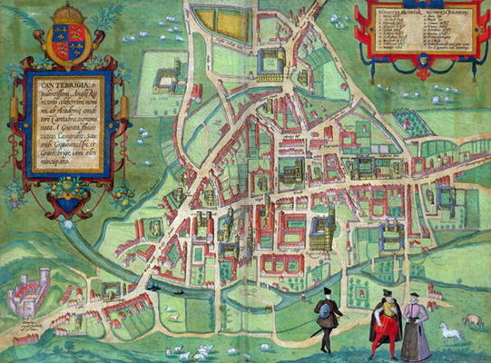 Map of Cambridge, from 'Civitates Orbis Terrarum' by Georg Braun (1541-1622) and Frans Hogenberg (15 from Joris Hoefnagel
