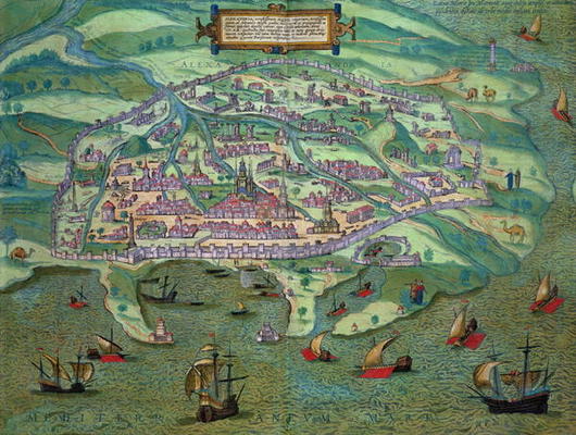 Map of Alexandria, from 'Civitates Orbis Terrarum' by Georg Braun (1541-1622) and Frans Hogenberg (1 from Joris Hoefnagel
