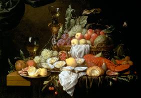 Still Life with Lemon, Oysters, Lobster and Fruit