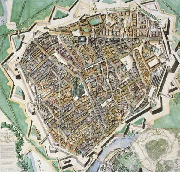 Vienna , Map from Josef Daniel von Huber