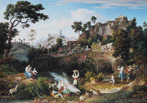Landschaft bei Olevano mit Ziegelei und musizierenden Landleuten from Joseph Anton Koch