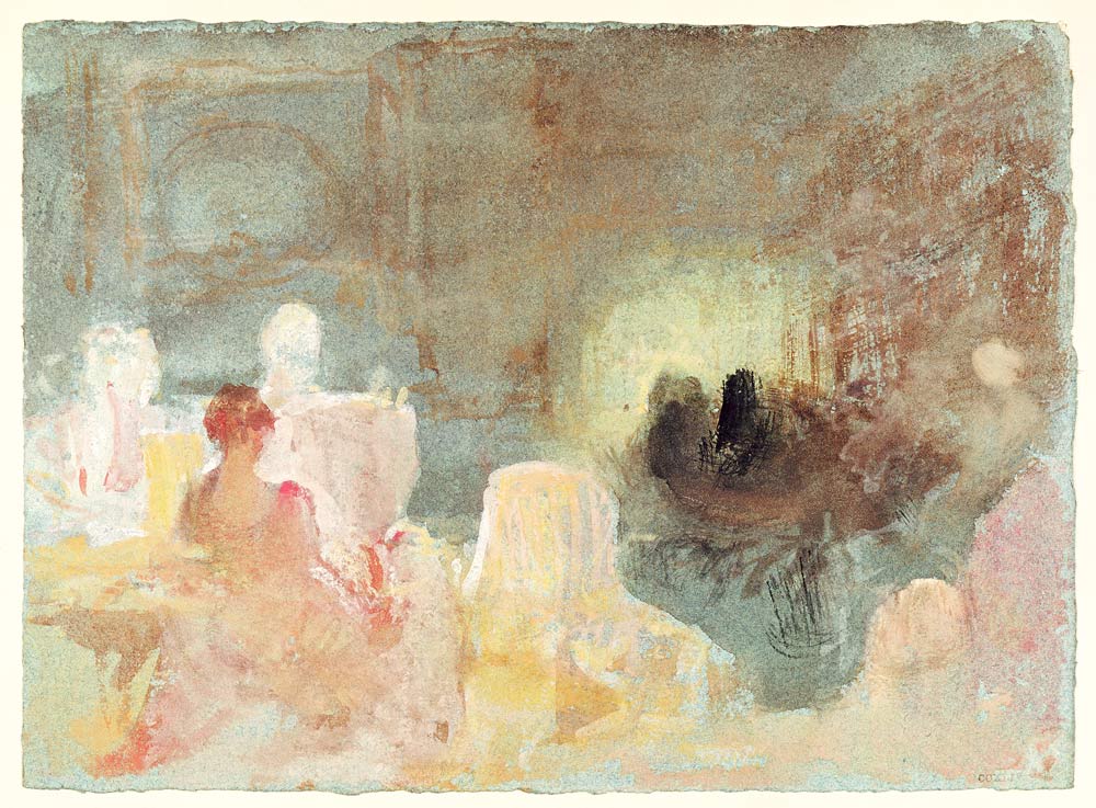 Interior at Petworth with a seated woman from William Turner