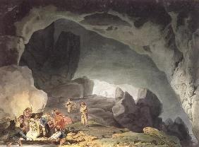 Peaks Hole, Derbyshire (colour engraving)