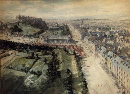 Princes Street, Edinburgh Looking West, 10.15 am August, 1847, showing Parade, West of the Instituti from Joseph Woodfall Ebsworth