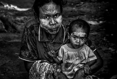 Mutter und Sohn-Myanmar