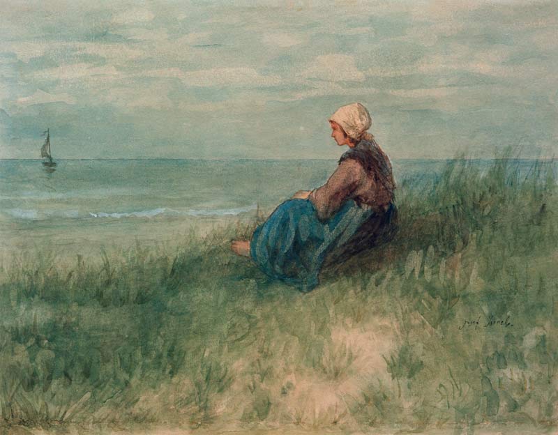 Girl in the Dunes Looking Out from Jozef Israels