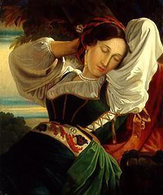 Schlafende junge Frau.