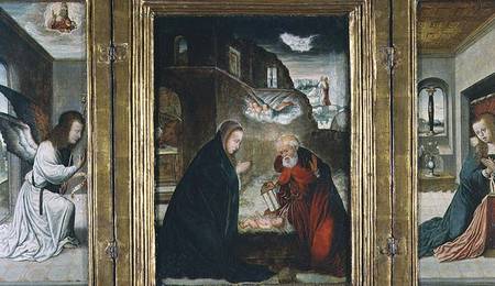 The Birth of Christ Triptych with the Nativity flanked by the Annunciation (panel) from Juan de Flandes