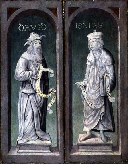 David and Isaiah, closed panels of the Birth of Christ Triptych from Juan de Flandes
