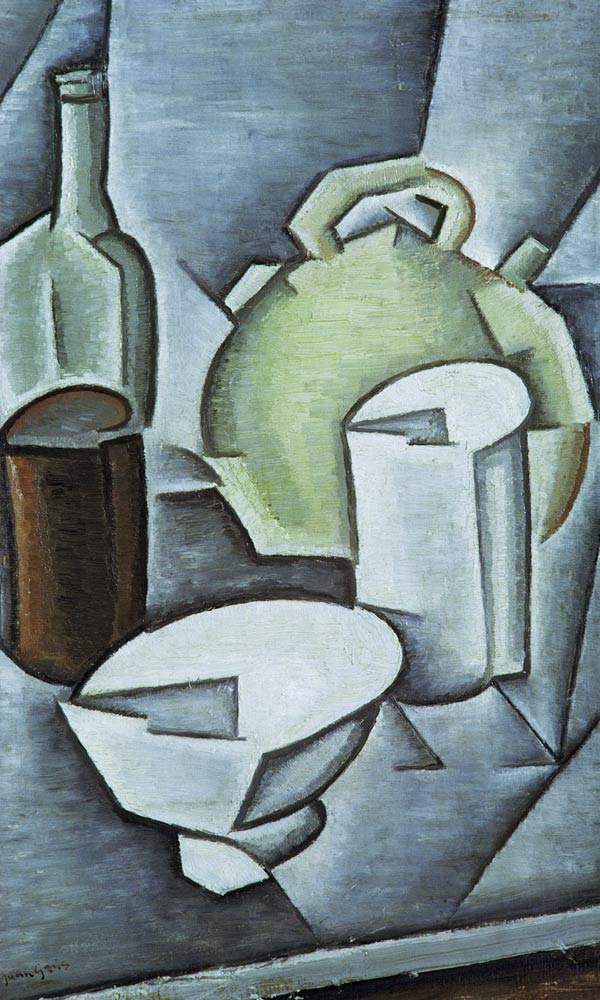 Still Life with a Bottle of Wine and an Earthenware Water Jug, 1911 (oil on canvas) from Juan Gris