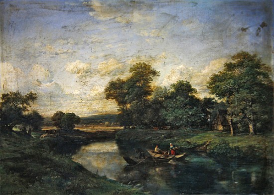 Landscape at the edge of a river from Jules Andre