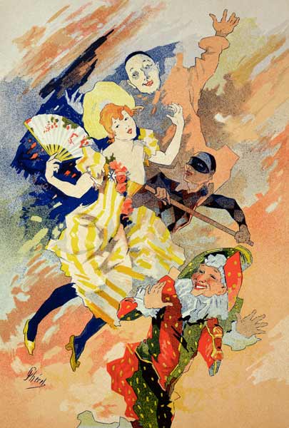 Reproduction of a poster for a pantomime, 1891 (colour litho) from Jules Chéret
