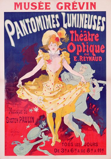 Poster advertising 'Pantomimes Lumineuses, Theatre Optique de E. Reynaud' at the Musee Grevin, print from Jules Chéret