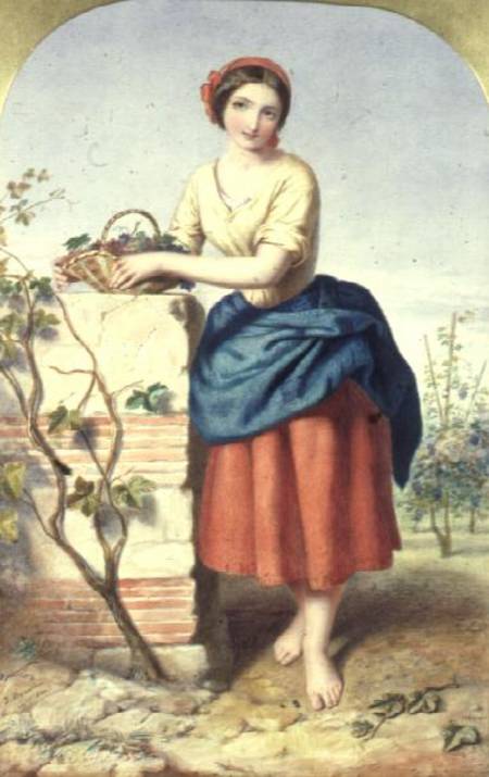 Girl with Basket of Grapes from Jules I Bouvier