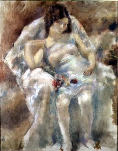 Young Woman Seated with Flowers from Jules Pascin