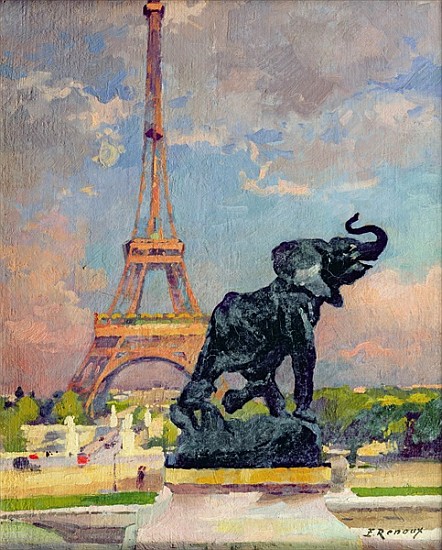 The Eiffel Tower and the Elephant by Fremiet from Jules Ernest Renoux