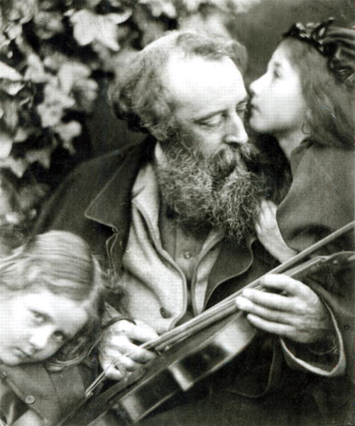 The Whisper of the Rose, a portrait of George Frederick Watts (1817-1904) (b/w photo)  from Julia Margaret Cameron
