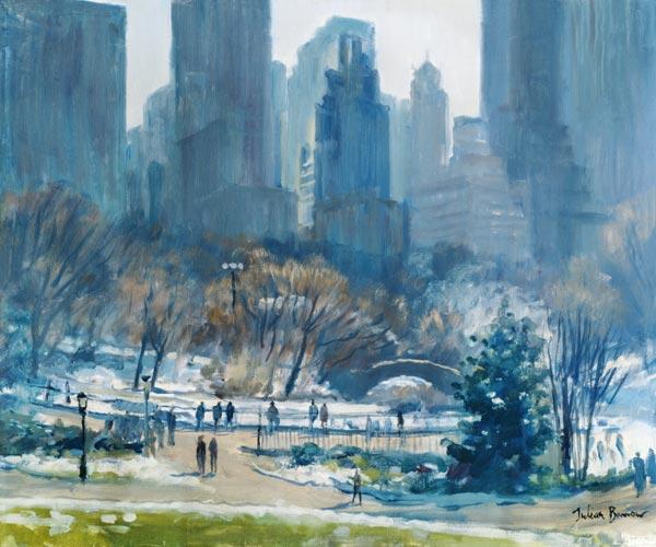 Winter in Central Park, New York, 1997 (oil on canvas) 
