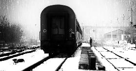 Railway station winter scene