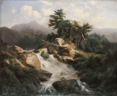 Forest Landscape with Waterfall from Julius Bakof