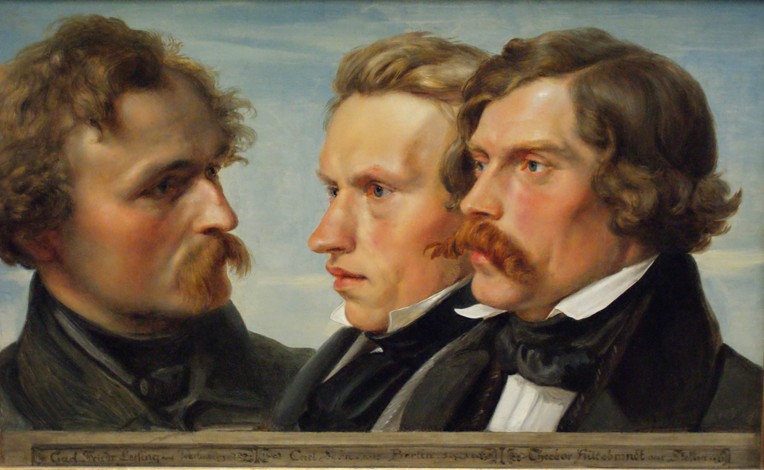 Young Düsseldorf. Group portrait of the painters Karl Friedrich Lessing, Carl Ferdinand Sohn and The from Julius Hübner