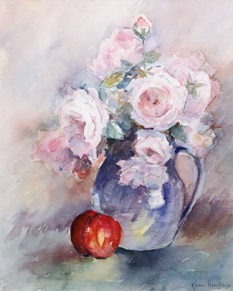 Pink Roses in a Blue Jug, 1994 (w/c)  from Karen  Armitage